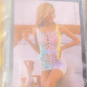 Multicolor Mesh Bodycon fishnet Dress tie dye!!